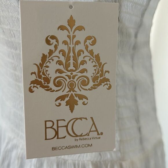 NWT BECCA Smocked Ponza One-Shoulder Flowy White Coverup Midi Dress - Picture 6 of 7
